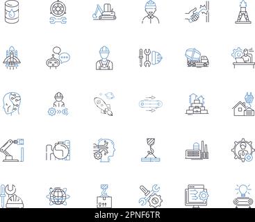 Economy Line Icons Kollektion. Inflation, Rezession, Wachstum, Armut, Arbeitslosigkeit, Globalisierung, Marktvektor und lineare Darstellung. Handel Stock Vektor