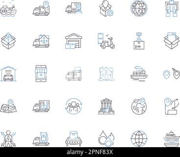 Symbolsammlung für Positionssymbole für Lagervorgänge. Lagerbestand, Logistik, Lagerung, Distribution, Fulfillment, Versand, Empfangsvektor und linear Stock Vektor