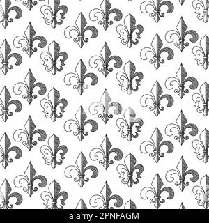 Nahtloser Musterhintergrund mit Lys-Blütensymbolen Vektor Stock Vektor