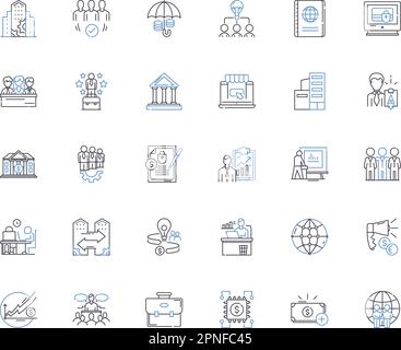 Symbolsammlung für Filiallinien angeben. Bestand, Verbrauchsmaterial, Wiederauffüllen, Werkzeuge, Ausrüstung, Material, Rohvektor und lineare Darstellung. Ware Stock Vektor