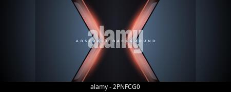 Futuristisches abstraktes Gaming-Banner in Schwarz und Orange mit Pfeilformen. Vektordarstellung Stock Vektor