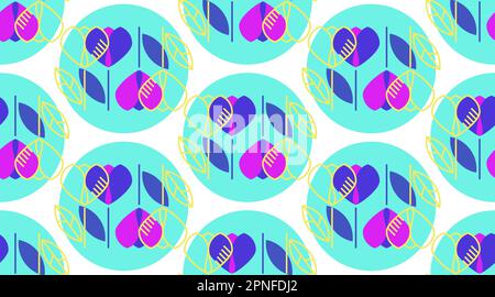 Nahtloses Muster aus dekorativen Tulpen, minimalistische Geometrie Stock Vektor