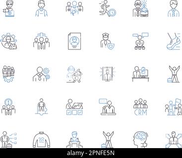 Ikonensammlung für ältere Zolllinien. Respekt, Traditionen, Weisheit, Ehre, Erfahrung, Legacy, Heritage Vector und lineare Darstellung. Familie, Werte Stock Vektor