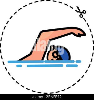 Isolierter, farbiger Schwimmersportler-Ikone-Vektor Stock Vektor