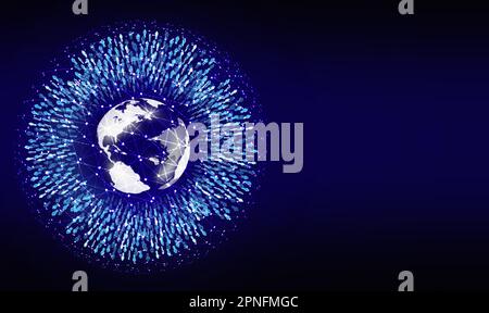 Viele Menschen verbinden sich auf der ganzen Welt, auf der ganzen Welt. Menschen verbinden. Social Network-, Geschäfts- und Technologiekonzepte. Illustration Stockfoto