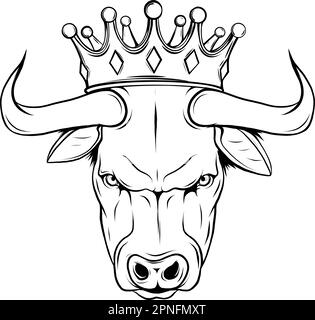 vektordarstellung eines King Bull Head im monochromen Stil Stock Vektor