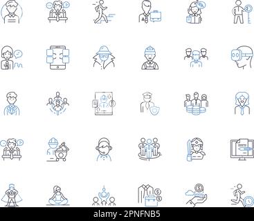 Symbolsammlung für Karrierepfade. Ziel, Erfolg, Fortschritt, Ehrgeiz, Wachstum, Fortschritt, Entwicklungsvektor und lineare Darstellung Stock Vektor