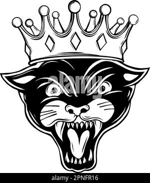 Illustration eines brüllenden Panthers mit schwarzem und weißem Vektordesign auf weißem Hintergrund Stock Vektor