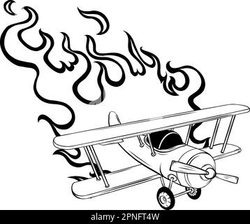 Monochrom-Vintage-Flugzeuge handgezeichnete Illustrationen Vector Stock Vektor