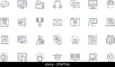 Sammlung mit Symbolen für Gadgets. Technologie, Geräte, Elektronik, Innovation, Robotik, Wearables, Smartphs-Vektor und lineare Darstellung. Tablets, Drs Stock Vektor