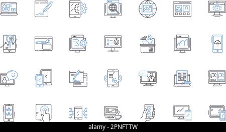 Information SuperHighway Line Symbolsammlung. Konnektivität, Innovation, Digitalisierung, Technologie, Fortschritt, Geschwindigkeit, Zugriffsvektor und linear Stock Vektor