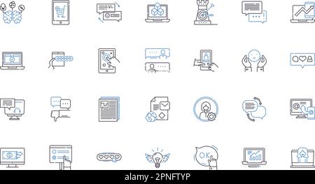 Computergestützte Symbolsammlung für Materialpositionen. Automatisierung, Elektronik, Digital, Software, Fertigung, Produktion, Effizienzvektor und linear Stock Vektor