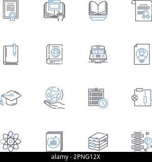 Symbolsammlung für postsekundäre Kliniklinien. Bildung, Lernen, Wissen, Hochschule, Universität, Grad, Diplom-Vektor und lineare Darstellung Stock Vektor