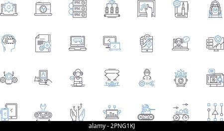 Symbolsammlung für Optimierungslinien. Effizienz, Optimierung, Verbesserung, Verfeinerung, Maximierung, Verbesserung, Modernisierungsvektor und linear Stock Vektor