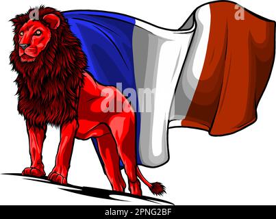 Vektordarstellung von Lyon mit französischer Flagge auf weißem Hintergrund Stock Vektor