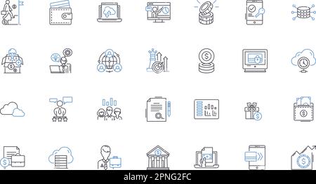 Symbolsammlung für Sparsamkeit. Sparsamkeit, Sparsamkeit, Budgetierung, Einfallsreichtum, Sparsamkeit, Konservierung, Sparvektor und lineare Darstellung Stock Vektor