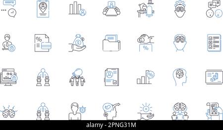 Symbolsammlung für Leistungsbewertungslinien. Beurteilung, Feedback, Einstufung, Prüfung, Beurteilung, Bewertung, Bewertungsvektor und lineare Darstellung Stock Vektor