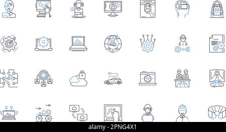 Symbolsammlung für Business Efficiency Line. Optimierung, Optimierung, Produktivität, Innovation, Automatisierung, Effektivität, Leistungsvektor und Stock Vektor