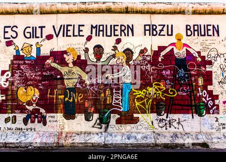 East Side Gallery, Berliner Mauer Stockfoto