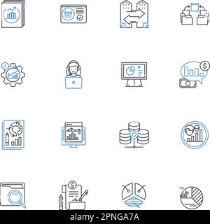 Sammlung von Zeilensymbolen für Data Mining-Software. Clustering, Assoziation, Klassifizierung, Vorhersage, Maschinelles Lernen, Text-Mining, Mustererkennung Stock Vektor