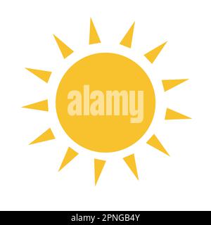 Abbildung des gelben Sonnensymbols mit flacher Vektordarstellung Stock Vektor