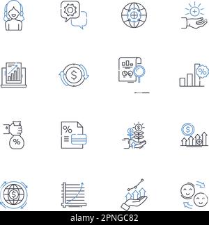 Sammlung von Symbolen für Bewertungspositionen. Beurteilung, Bewertung, Bewertung, Berechnung, Analyse, Schätzung, Worth-Vektor und lineare Darstellung. Preis, Kosten Stock Vektor