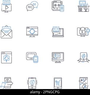 Symbolsammlung für tragbare Geräte. Kompakt, Leicht, Praktisch, Mobilität, Vielseitigkeit, Effiziente, tragbare Vektor- und lineare Darstellung Stock Vektor