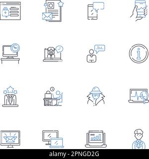 Symbolsammlung für Gewinn- und Verlustkonten. Ertrag, Aufwand, Ertrag, Kosten, Gewinn, Verlust, Budgetvektor und lineare Darstellung. Marge, Umsatz, Nettostruktur Stock Vektor