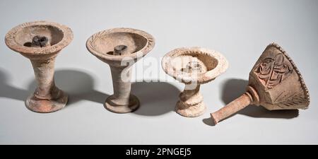 Roman Terracotta Fackel Lampen 1. / 2. Jahrhundert CER Stockfoto