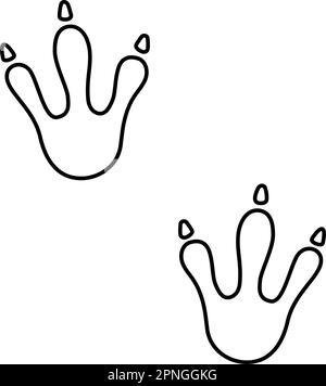 Drachenabdruck-Symbol. Handgezeichnetes Dinosaurier-Pfotensymbol. Drachenfuß-Silhouette. Süßes Dino-Pfoten-Schild. Vektordarstellung auf weiß isoliert Stock Vektor