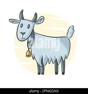 Handgezeichneter Ziegencartoon-Clipart Stock Vektor