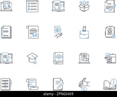 Sammlung von Softcopy-Zeilensymbolen. Digital, elektronisch, Datei, Dokument, PDF, Excel, Word-Vektor und lineare Illustration. PowerPoint, Bild, Modellstruktur des Scanners Stock Vektor