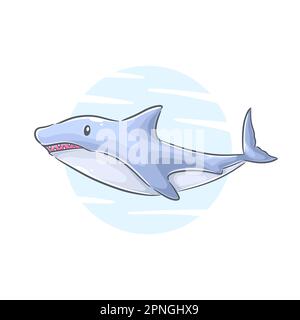 Handgezeichneter Hai-Cartoon-Clipart Stock Vektor