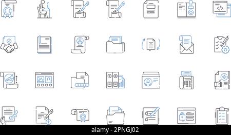 Symbolsammlung für Zeichnungslinien. Blueprint, Architektur, Konstruktion, Konstruktion, Skizze, Maßstab, Modellvektor und lineare Darstellung. Linie,Plan,Technisch Stock Vektor