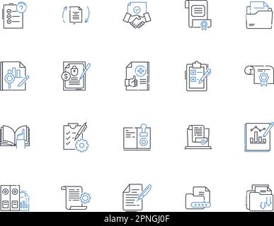 Sammlung der Sprachzeilensymbole. Kommunikation, Sprachkenntnisse, Zweisprachigkeit, Mehrsprachigkeit, Übersetzung, Grammatik, Akzentvektor und lineare Darstellung Stock Vektor