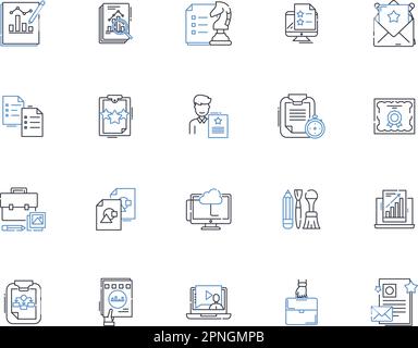 Symbolsammlung für Adresszeilen. Straße, Haus, Stadt, Plz, Bundesland, Straße, Apartmentvektor und lineare Darstellung. Nummer, Vorort, Umrissschilder Stock Vektor