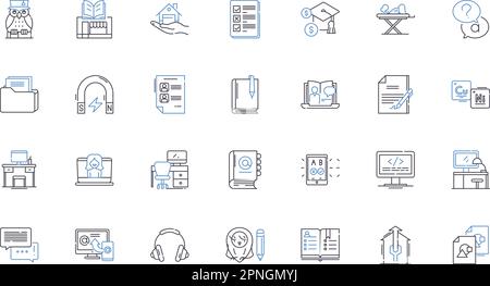 Besteckzeilen-Icons-Kollektion. Messer, Gabeln, Löffel, Utensilien, Besteck, Steakmesser, scharfer Vektor und lineare Darstellung. Rostbeständig Stock Vektor