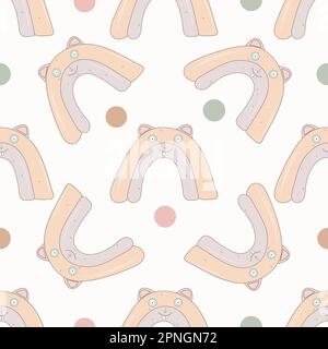 Kinder niedliche Regenbogen nahtlose Muster, Regenbogen, Sterne und Punktmuster wiederholen Papier. Hintergrund der Kinder. Süßer Wiederholungsdruck. Textildesign Stockfoto
