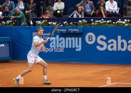 Barcelona, Spanien. 18. April 2023. BARCELONA, SPANIEN - 18. APRIL: .David Goffin während des Barcelona Open Banc Sabadell 70 Trofeo Conde de Godo Spiels gegen Feliciano Lopez im Real Club de Tenis Barcelona am 18. April 2023 in Barcelona, Spanien (Kreditbild: © Gerard Franco/DAX via ZUMA Press Wire) NUR REDAKTIONELLE VERWENDUNG! Nicht für den kommerziellen GEBRAUCH! Stockfoto