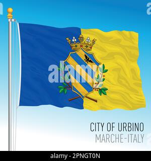 Stadt Urbino Wappen auf der Flagge der Stadt, Region Marken, Italien, Vektorbild Stock Vektor