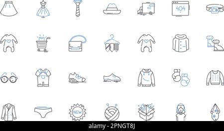 Warenbereich - Sammlung von Positionssymbolen. Einzelhandel, Shopping, Vielfalt, Komfort, Mode, Zubehör, Kosmetikvektor und lineare Darstellung. Nach Hause Stock Vektor