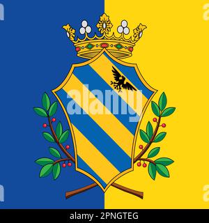 Stadt Urbino Wappen auf der Flagge der Stadt, Region Marken, Italien, Vektorbild Stock Vektor