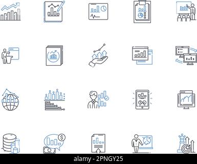 Sammlung der Liniensymbole der grafischen Darstellung. Visualisierung, Diagramm, Infografik, Diagramm, Abbildung, Diagramm, Vektor anzeigen und lineare Darstellung Stock Vektor