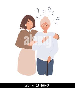 Junge Freiwillige in der Betreuung einer älteren Frau Stock Vektor