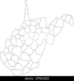 Sehr Detaillierte Blind Map Von West Virginia. Stock Vektor