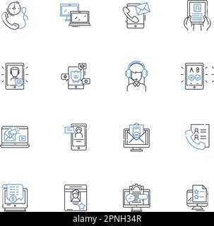 Zeilensymbole für Mobilgeräte. Smartph, Tablet, iPh, Android, Mobil, Gerät, tragbarer Vektor und lineare Darstellung. Technologie, Mobilität Stock Vektor