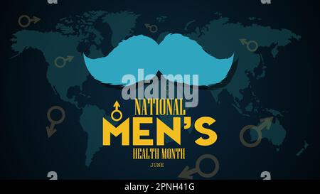 National Men's Health Month im Juni in Medical Concept. Poster-, Karten-, Bannerdesign Vektordarstellung. Stock Vektor
