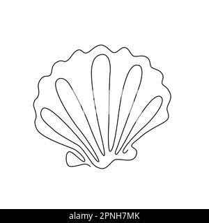 SHELL-LINIEN-GRAFIKEN. Vektormuschel. Vektor zum Zeichnen von durchgehenden Linien für Poster, Karten, Aufkleber-Tattoo. Einzeilige Grafik. Handgezeichnetes Illustrat Mit Einer Linie Stock Vektor