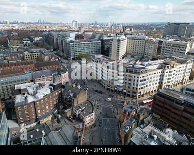 Hammersmith Broadway, West London UK Drohne aus der Vogelperspektive Stockfoto