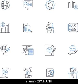 Sammlung der Symbole für Messlinien. Dimension , Calculate , Quantify , Evaluate , Meter , Skalierung, Vektor schätzen und lineare Darstellung. Anzeige, Abgleich Stock Vektor